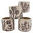 Set Of 4 Sand And Cement Planters With Botanical Motifs