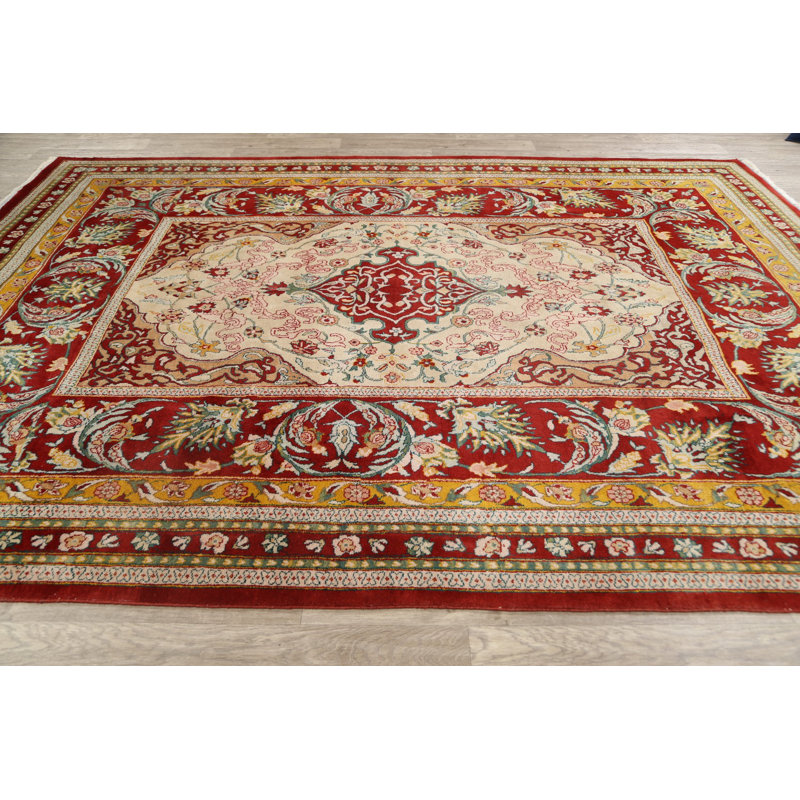 Tapis unique en laine noué à la main de style années 1970 de 8 pi x 11 pi 4 po Brahmjot