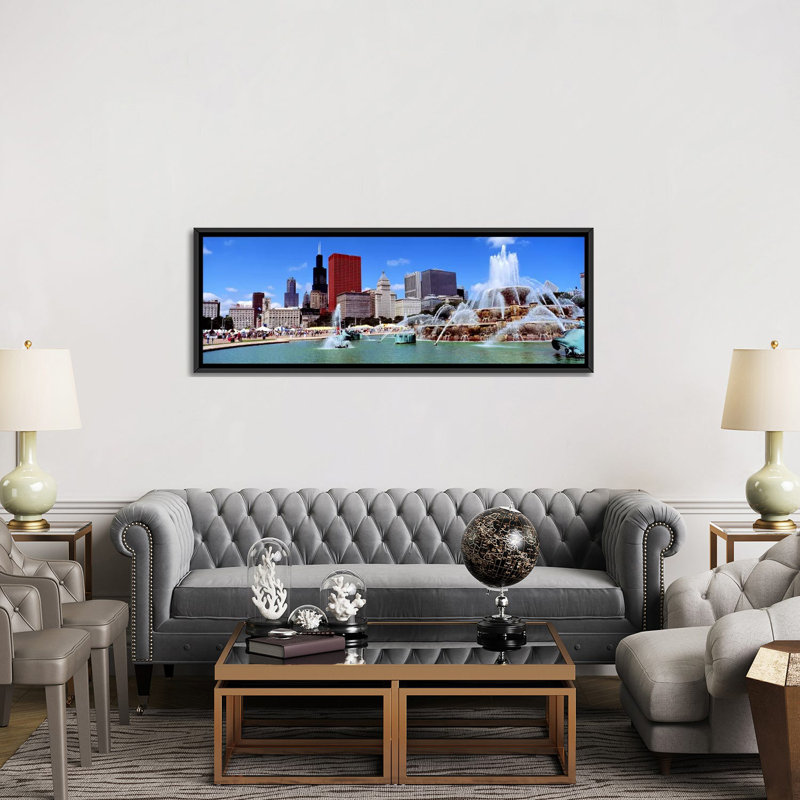 «SummerCricago, Illinois, USA» par Panoramic Images, reproduction de photo panoramique sur toile, Wrapped Canvas