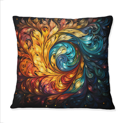 Colorful Indian Art Mystic Rangoli III - Indian Art Printed Throw Pillow