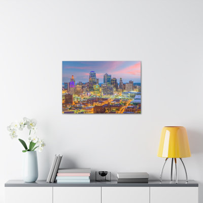 «Kansas City Night Skyline», toile d'art à couper le souffle, paysage urbain époustouflant