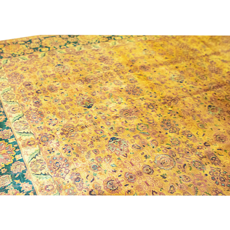Tapis doré et rouge de haute qualité noué à la main