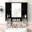 Armoire de rangement murale moderne 35 po x 28 po, armoire de salle de bain murale avec miroir, armoire à pharmacie avec barre à serviettes-1385052797