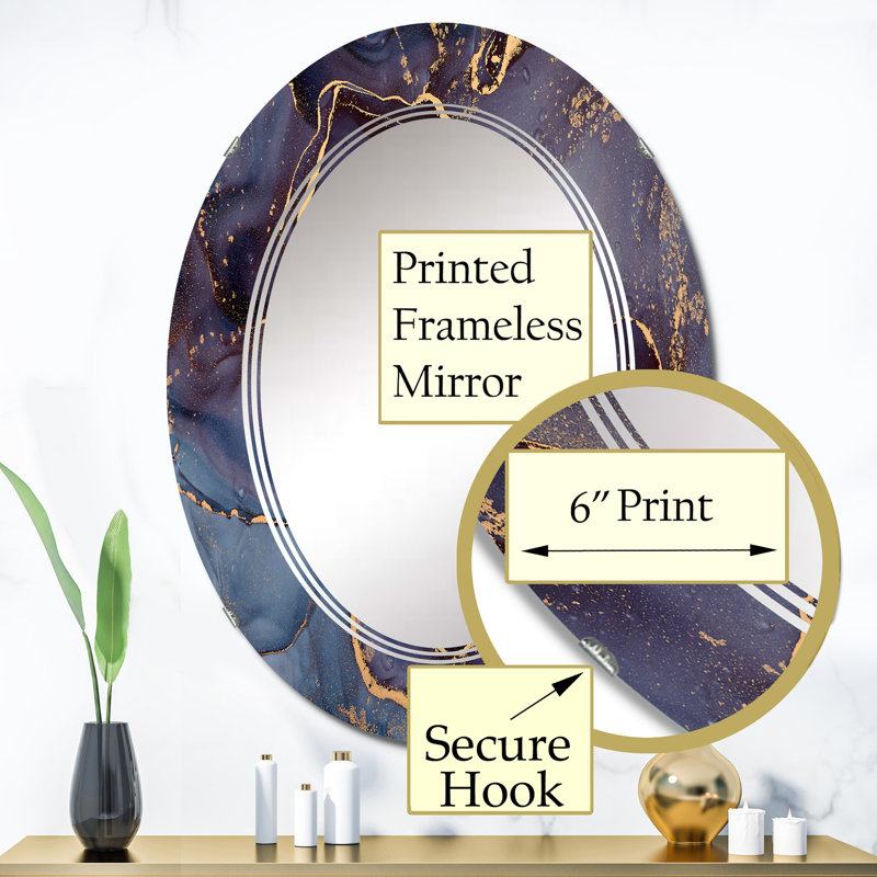 Mauve et or, art abstrait fluide de luxe - miroir mural moderne, 36 po x 24 po