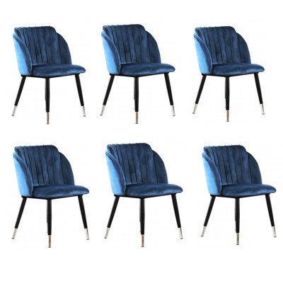 Yulganna Upholstered Velvet Dining Chairs - Ergonomic Soft Back with Metal Legs - Armchair for Dining Room Living Room Restaurants Set of 6
