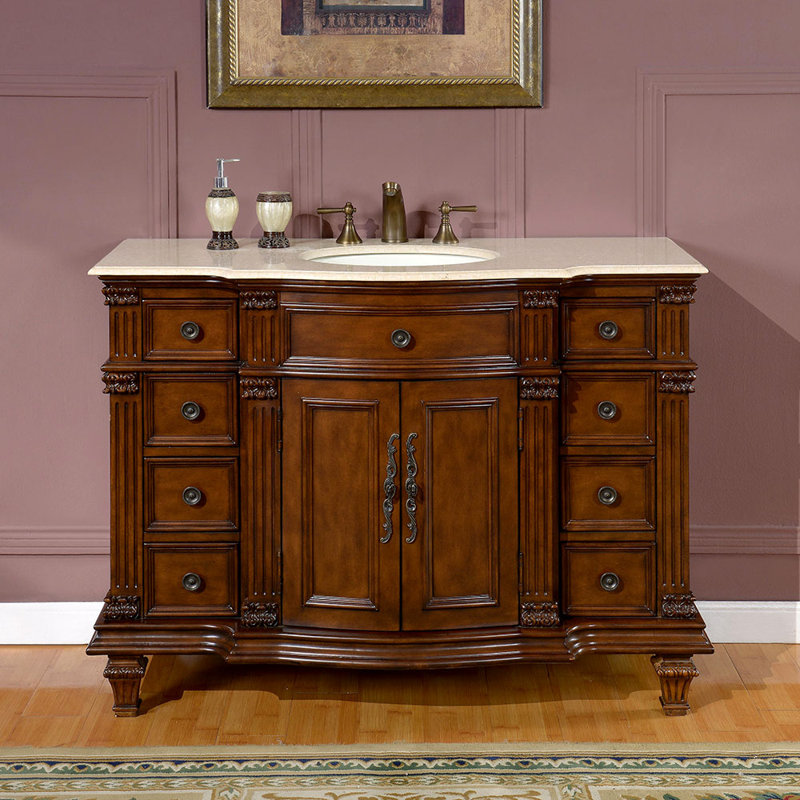 Ensemble de meuble-lavabo simple 48 po Albieris, Marbre Crema Marfil