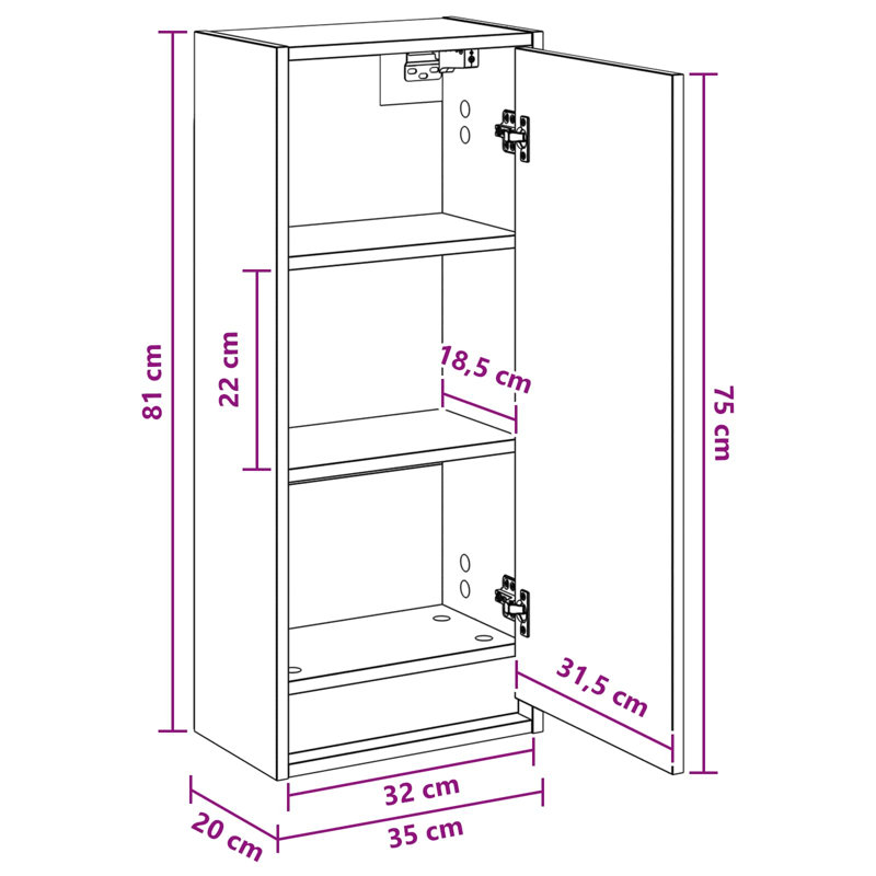 Engineered Wood Linen Cabinet, Grey Sonoma