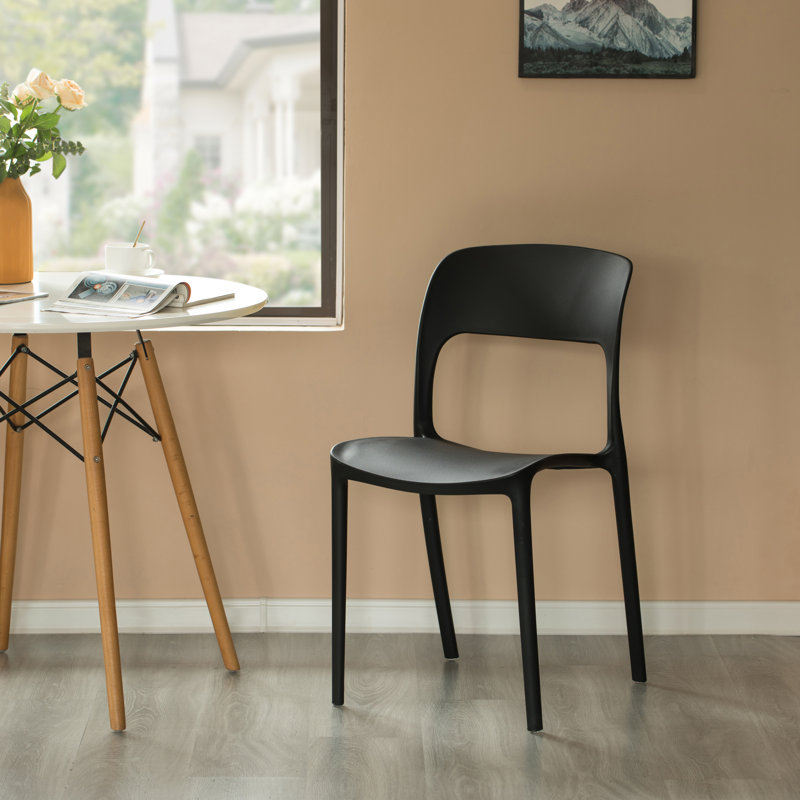 19.25'' H Stacking Side Chair, Black