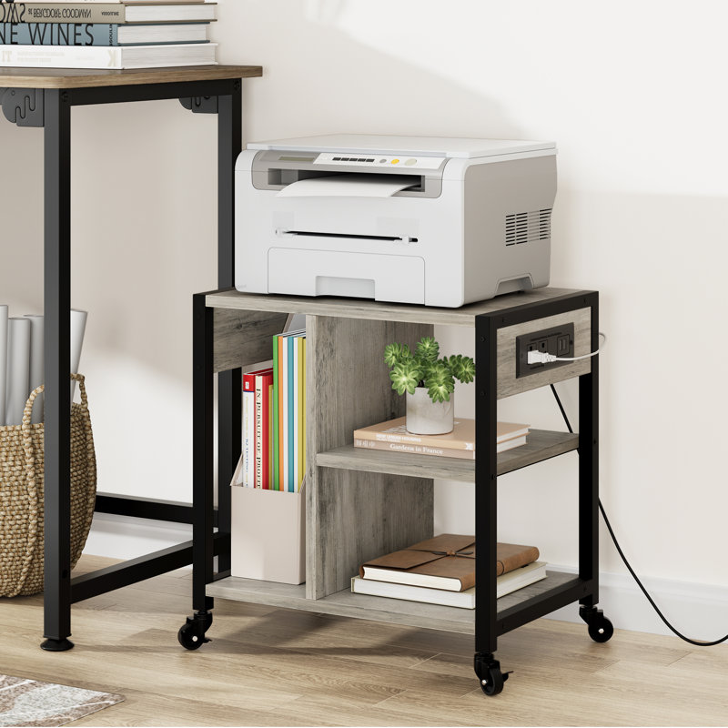 18.1'' H x 17.3'' W Printer Stand with Wheels, Gray
