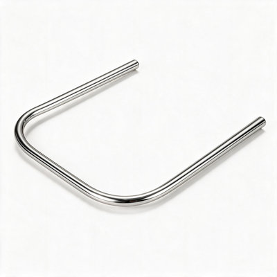 5' U Shaped Shower Curtain Rod, 90 Degree U Shaped Shower Curtain Rod Aluminum Finish