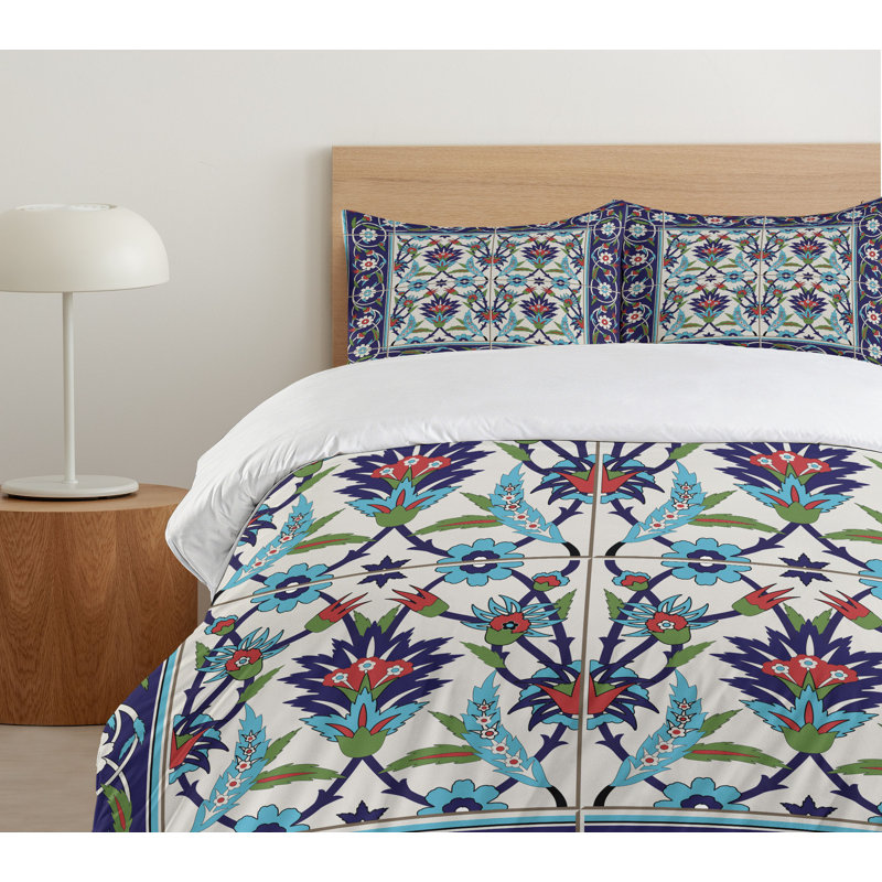 Queen Size Multicolor Turkish Pattern Duvet Cover Set