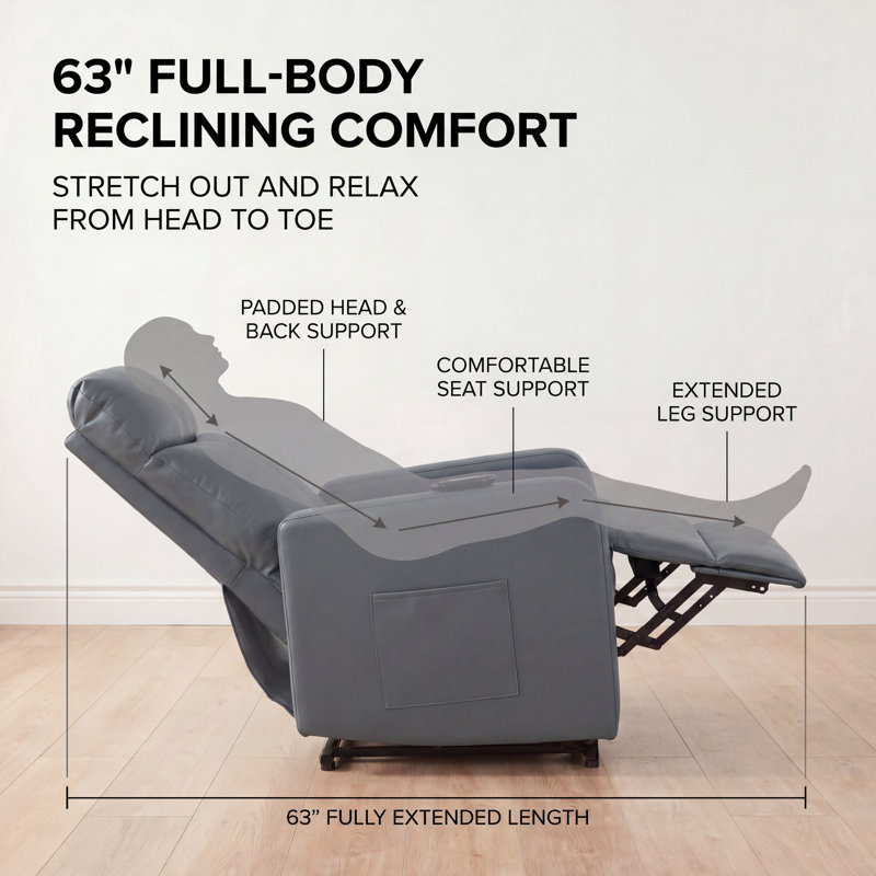 Fauteuil inclinable électrique Wall, Gris, Faux Leather