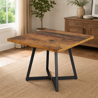 31.5" Square Dining Table, Industrial Kitchen Table with Metal Legs for 4