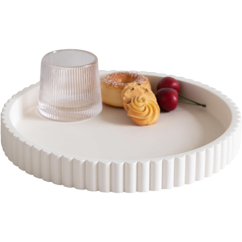 Plateau décoratif pour table basse, salon, table d'appoint, plateaux de service ronds en béton blanc 11 "pour table d'appoint, console