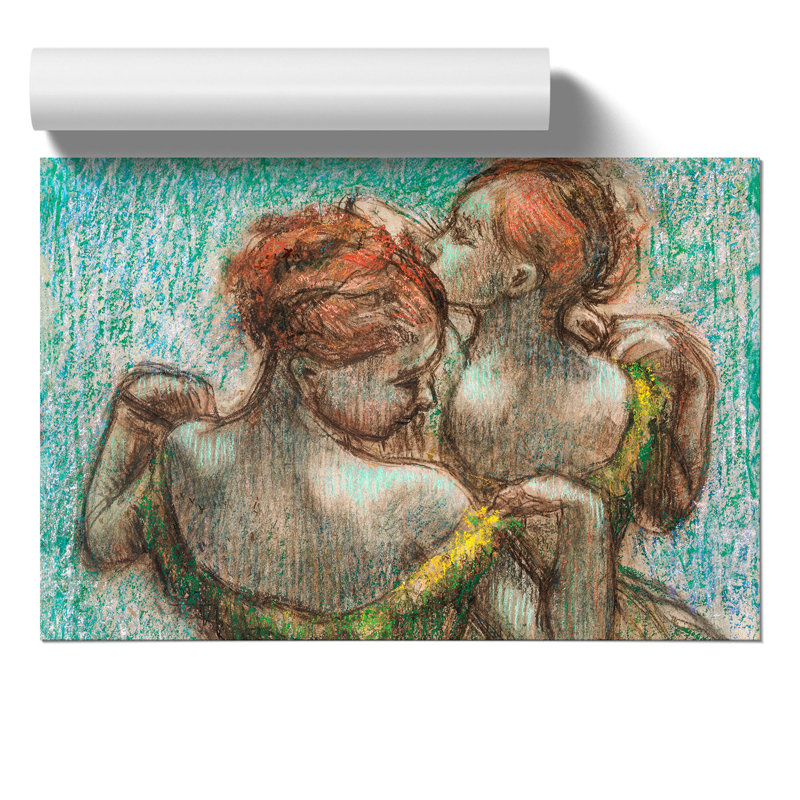 Two Ballet Ballerina Dancers by Edgar Degas - No Frame Painting, 42cm H x 59cm W x 0.1cm D