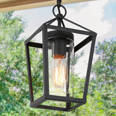 Daxson 1-Bulb 11'' H Mini Geometric Dimmable Outdoor Hanging Pendant Lantern