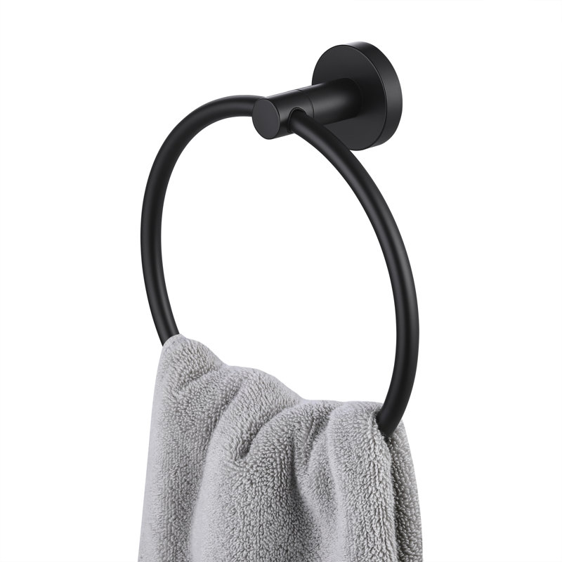 KES Towel Ring for Bathroom Round Matte Black Wall Mount SUS304 Stainless Steel