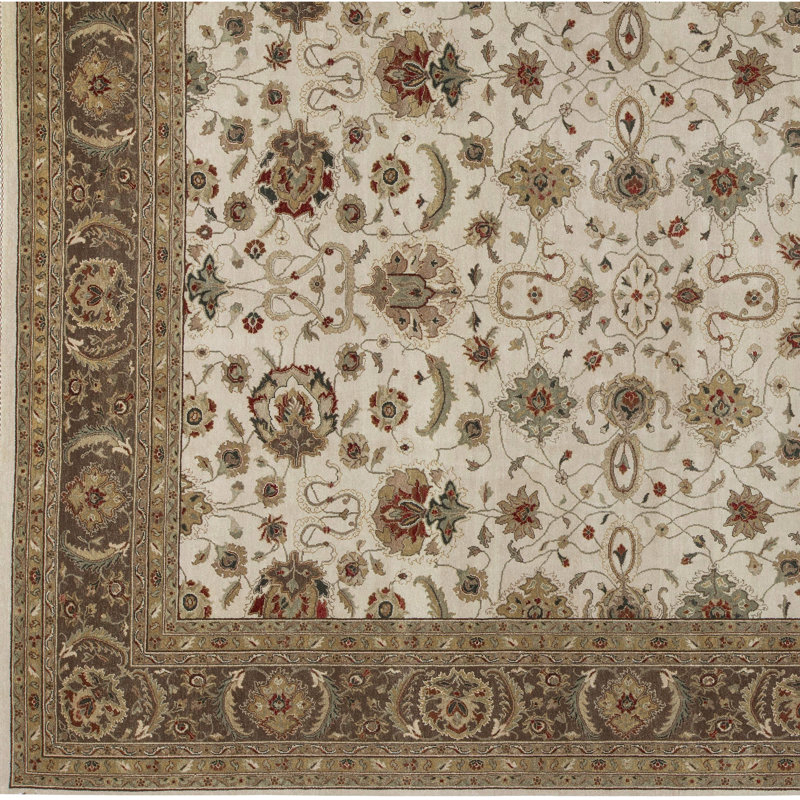 Ziegler Wool Oriental Area Rug in Brown/Ivory