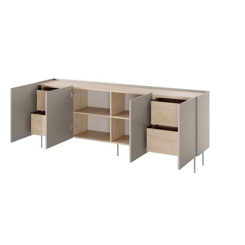 Carlette 220 Cm Wide 4 Drawer Sideboard, Cashmere