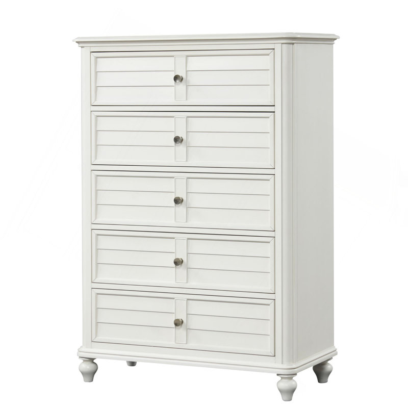 Commode de style transitionnel, tiroirs à queue d'aronde, glissières à roulement à billes, poignées rondes, poignées, meubles de chambre à coucher