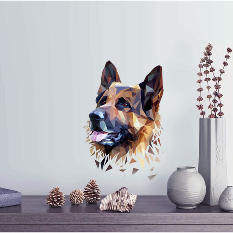 Adhésif décoratif polygonale chien berger, H 10 po x l 12 po
