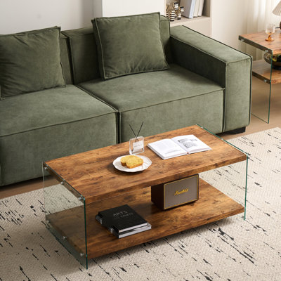 Petite table polyvalente de couleur noyer, faite de verre imperméable, pour la cuisine, d'une hauteur de 17,54 po, table bien protégée, salle à manger en verre trempé, poids de 49,46 lb, facile à nettoyer
