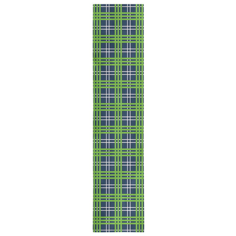 Paid Polyester Table Runner, 90" L x 16" W, College Navy/White/Action Green