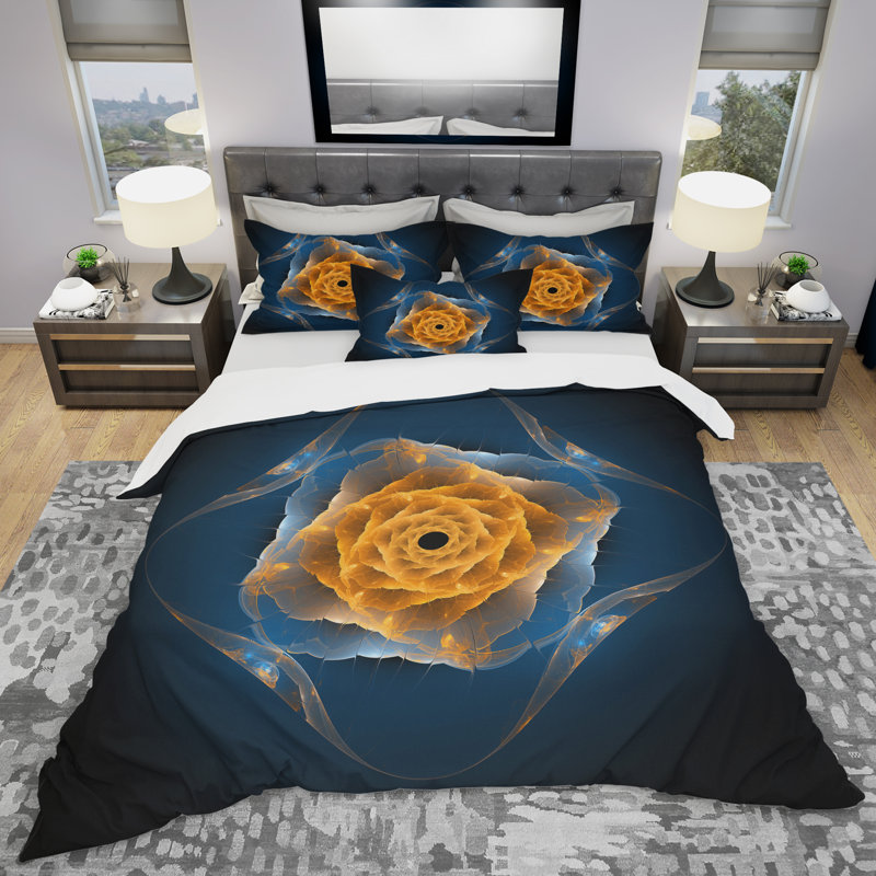 Blue Nautilus Shell Pattern - Abstract Duvet Cover Set - Microfiber Polyester, Twin Duvet Cover + 1 Sham