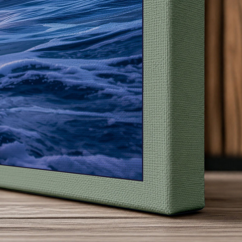 Wave at Twilight Coastal - Wrapped Canvas, 36x24 - 91.4 x 61.0 cm, Sage Border