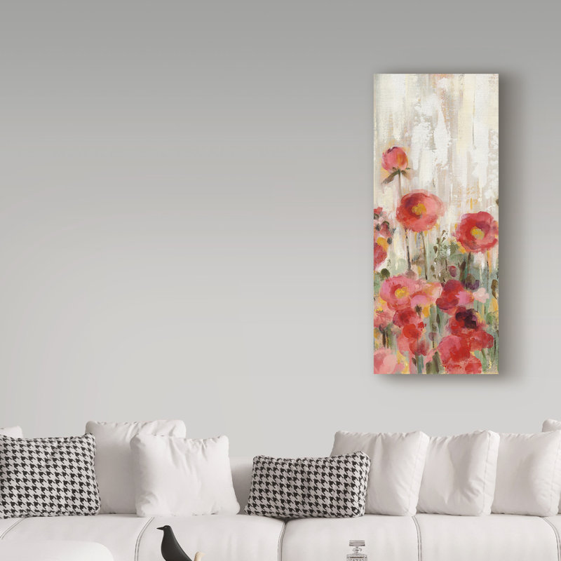 « reborded fleurs panel i », reproduction d’impression sur toile tendue, H 32 po x l 14 po x P 2 po
