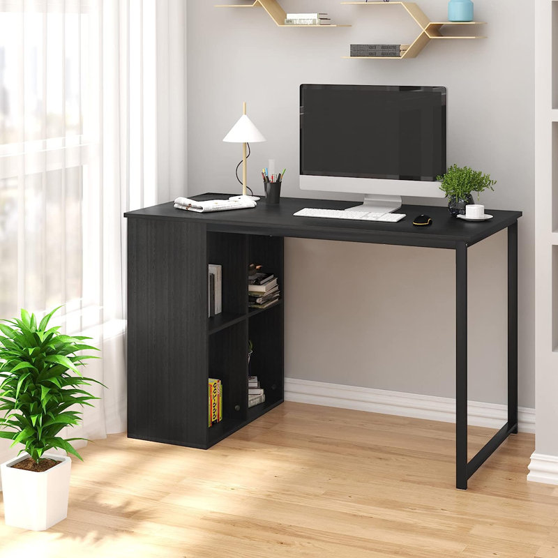 Metal Base Writing Desk, Black, Black