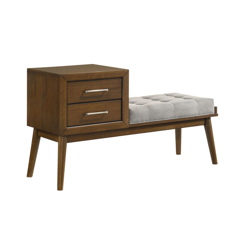  Zuma Bench with Grey Fabric in Walnut