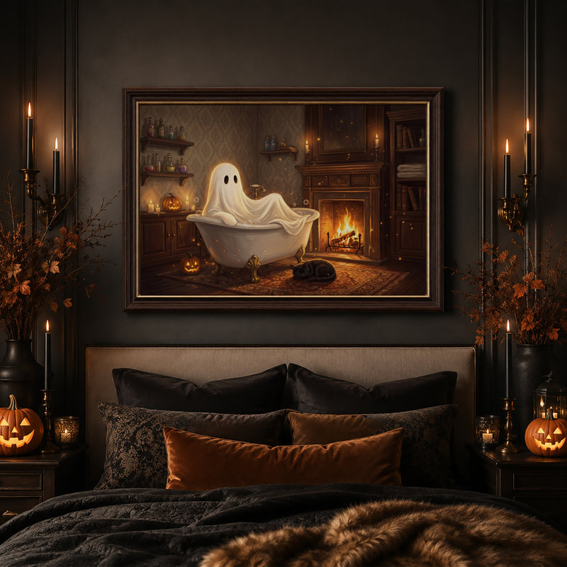 Art mural sur toile, "Glowing Ghost In Clawfoot", H 24 po x l 36 po
