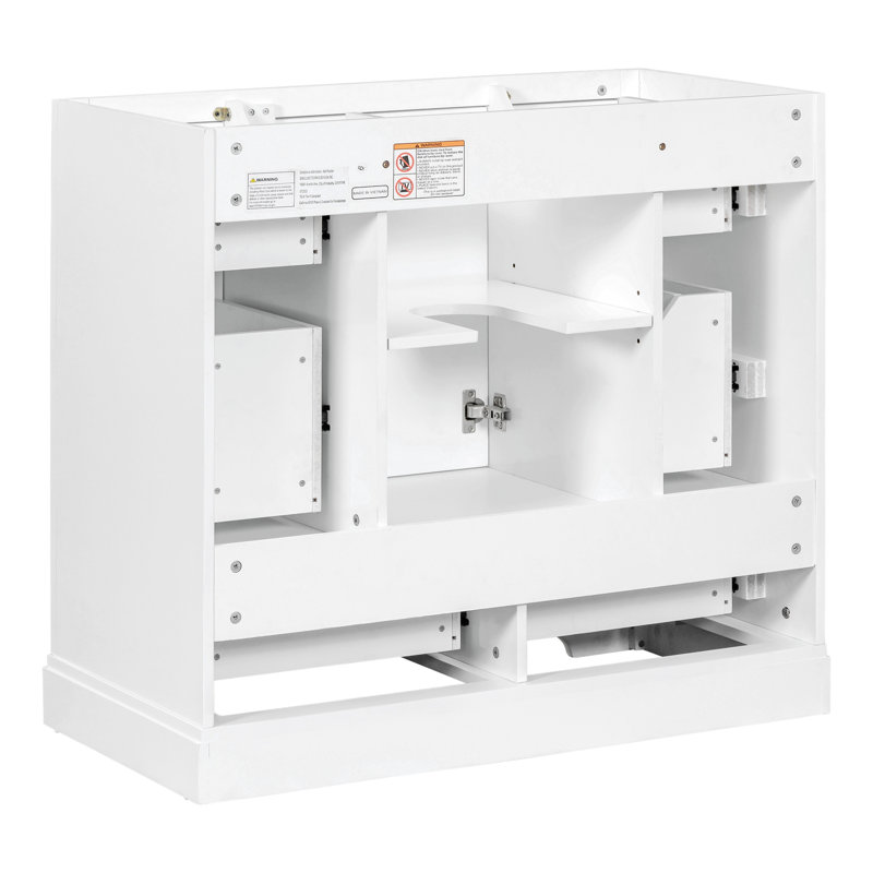 Meuble-lavabo 36 po sans lavabo, base d'armoire seulement, six tiroirs, diviseur de tiroir multifonctionnel, tablette réglable