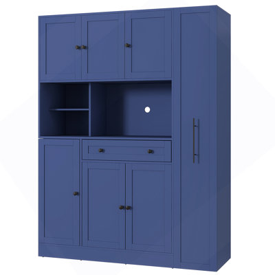 Traditional 52.8X17.7X70inch Freestanding Buffet With Hutch , Large Kitchen Pantry Storage Cabinet Cupboard With Pull-Out Side Cabinet, Door Shelves And Drawer