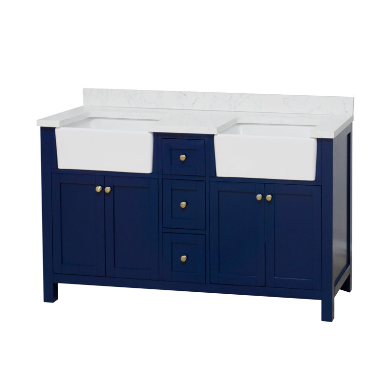 Meuble-lavabo double l 60 po Yorkshire, Bleu royal