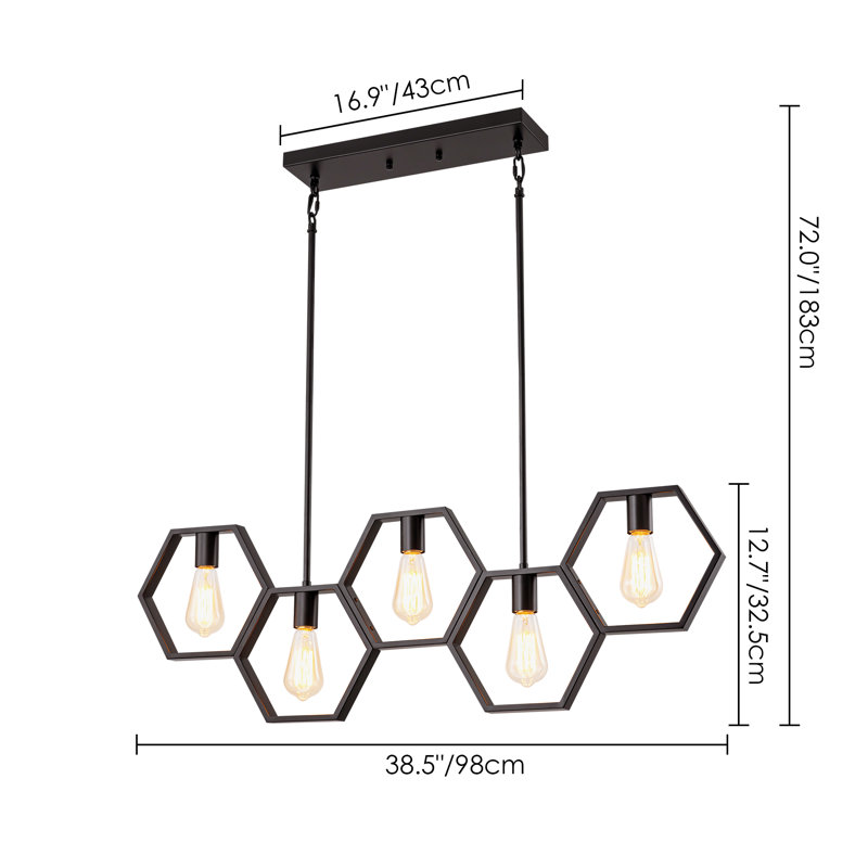 Luminaire suspendu pour îlot de cuisine 5 lumières