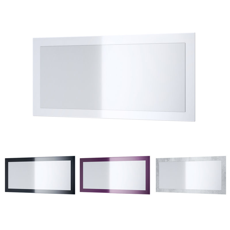 Comptche Engineered Wood Flat Wall Mirror, 89cm H x 45cm W, High-Gloss Blackberry