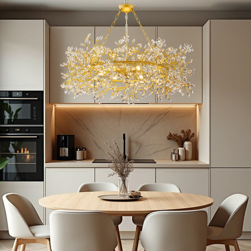 Lustre rond en cristal 39,9 po K9, Laiton