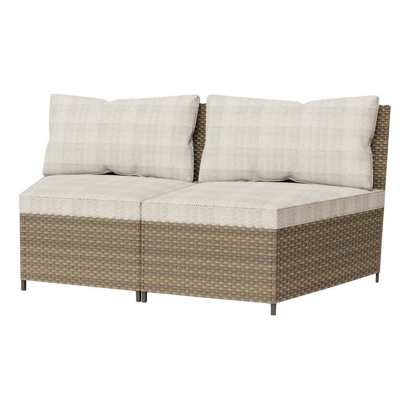Pe Wicker Outdoor Patio Loveseat With Cushions, Beige