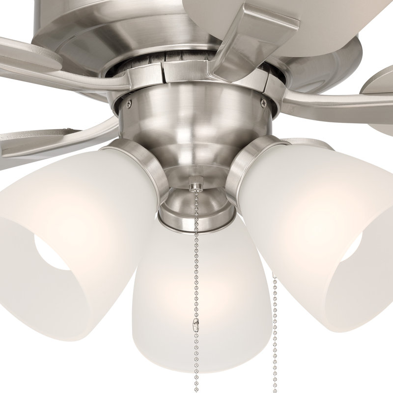 Ventilateur de plafond traditionnel en nickel brossé intérieur / extérieur 52 po avec trois ampoules DEL 3000K Stellant II