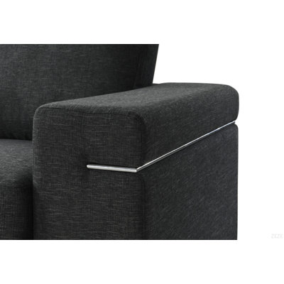 Black Linen Fabric Arm Chair
