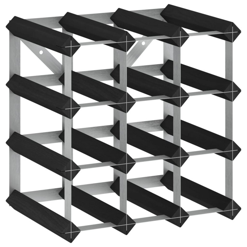 Porte-bouteilles de vin Danera, H 12,8 po x l 12,8 po x P 8,9 po, Noir, noir, noir, noir