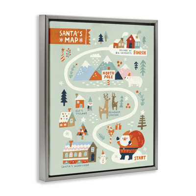 «Jolly Map Of North Pole», art mural sur toile par Irene Chan