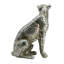 Figurine léopard Wendy assise, pierre thermolaquée, argent métallique 9 pouces
