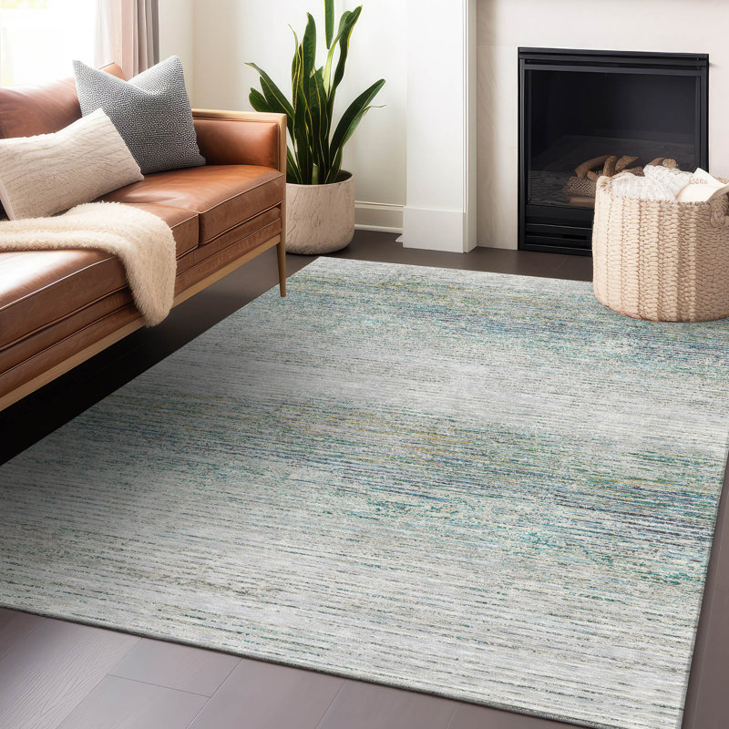 Machine Washable Indoor/Outdoor Christain ACN1269 Linen Rug, Rectangle 9' x 12'