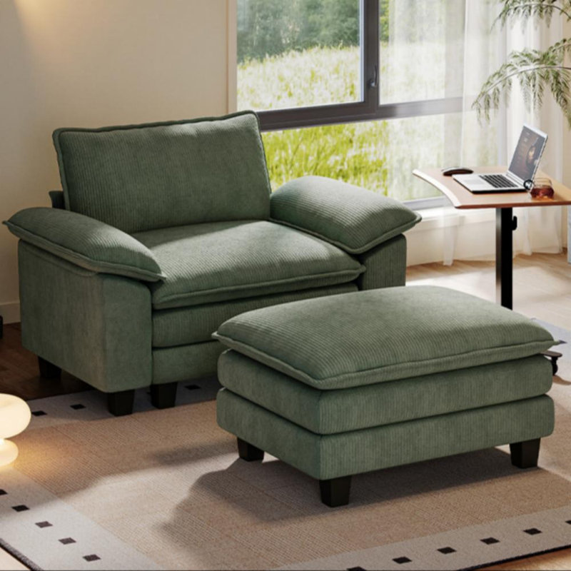  Fauteuil surdimensionné rembourré avec repose-pieds 56 po Colbey, Vert