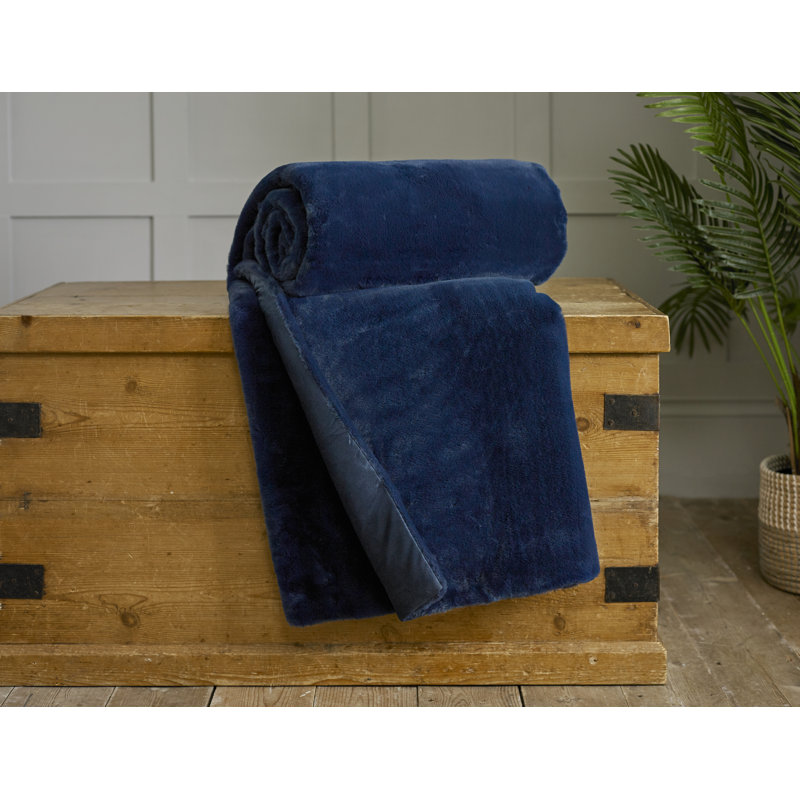 Quilted Throw Blanket, Navy