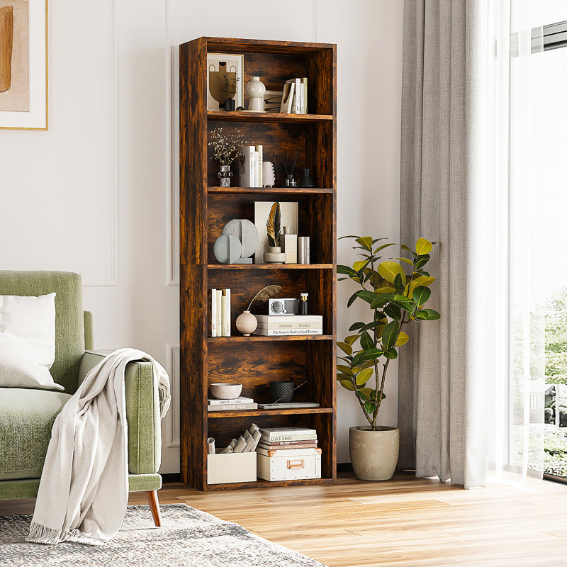 Bibliothèque standard Livingon, Brun, (6 tablettes) H 71,4 po x l 21,8 po x P 9,3 po