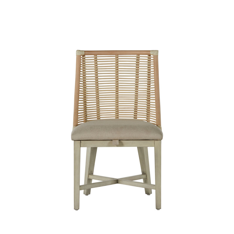 Hamlet Linen Slat Back Side Chair in Beige